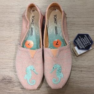 TOMS Coral Slip-Ons with Seahorse Embroidery